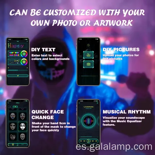 Máscara facial LED Bluetooth personalizable con control de la aplicación